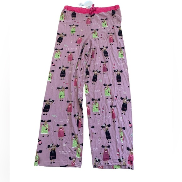 NWT Wild & Cozy Pink Moose Print Lounge Pajama Pants Size XL - Picture 1 of 7